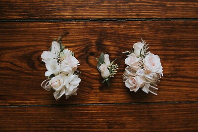 Matching Corsage &amp; Boutonniere with spray roses