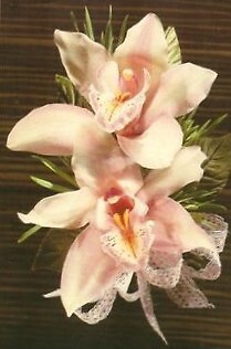 Matching Wrist Corsage and Boutonniere with Orchids